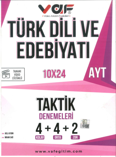 AYT Türk Dili ve Edebiyatı Taktik Bende 10 x 24 Denemeleri Vaf Yayınları YKS Fotokopi
