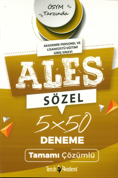 ALES Sözel 5 x 50 Tamamı Çözümlü Deneme Sınavı Tercih Akademi YKS Fotokopi