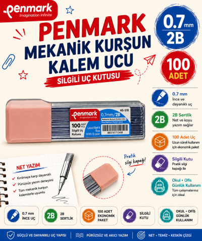 PENMARK SİLGİLİ UÇ KALEM UCU 0.7MM YKS Fotokopi
