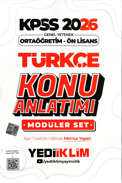 2026 KPSS Lise Ortaöğretim Ön Lisans Konu Anlatımlı Modüler TÜRKÇE Yediiklim Yayınları YKS Fotokopi
