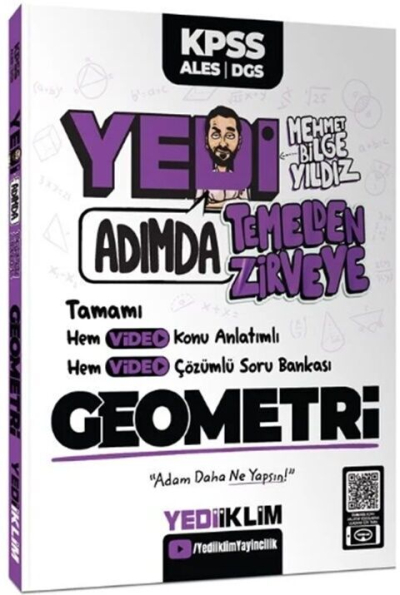 KPSS-ALES-DGS Yedi Adımda Temelden Zirveye Geometri Video Konu Anlatımlı Video Çözümlü Soru Bankası Yediiklim Yayınları YKS Fotokopi