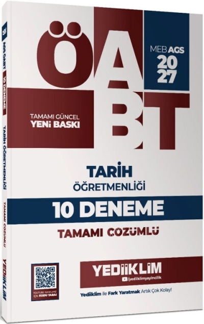 MEB AGS ÖABT Tarih Öğretmenliği Tamamı Çözümlü 10 Deneme Yediiklim Yayınları YKS Fotokopi