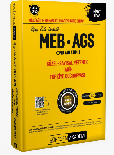 2025 MEB AGS Konu Anlatımlı Sözel Sayısal Yetenek Tarih Türkiye Coğrafyası Pegem Akademi Yayıncılık YKS Fotokopi