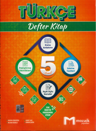 5. Sınıf Türkçe Defter Kitap Mozaik Yayınları YKS Fotokopi