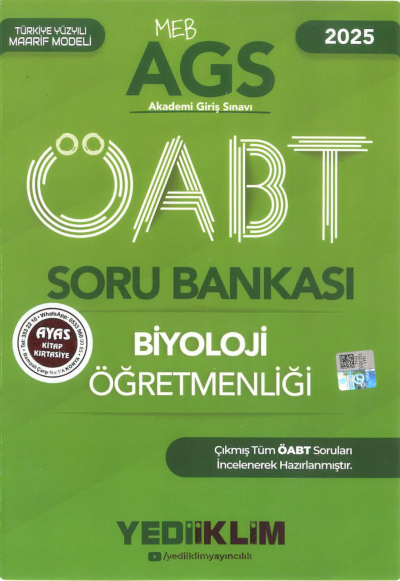 2025 MEB AGS ÖABT Biyoloji Öğretmenliği Soru Bankası Yediiklim Yayınları YKS Fotokopi