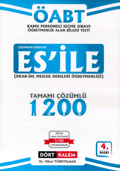 ES'İLE DKAB İHL MESLEK DERSLERİ ÖĞRETMENLİĞİ TAMAMI ÇÖZÜMLÜ 1200 SORU YKS Fotokopi