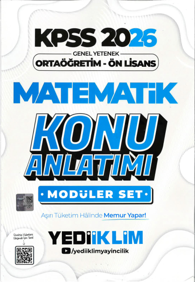 2026 KPSS Lise Ortaöğretim Ön Lisans Konu Anlatımlı Modüler MATEMATİK Yediiklim Yayınları YKS Fotokopi