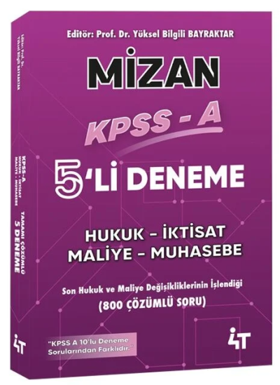 KPSS A Grubu MİZAN 5 Deneme Çözümlü 4T Yayınları YKS Fotokopi