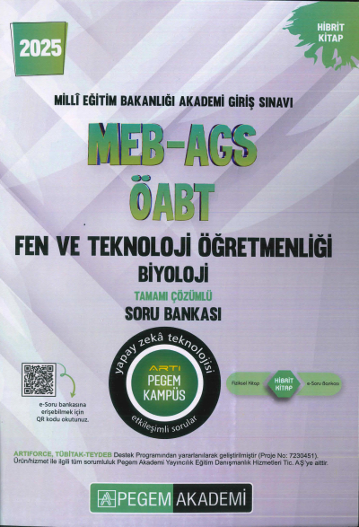 2025 MEB-AGS-ÖABT Fen ve Teknoloji Öğretmenliği Biyoloji Tamamı Çözümlü Soru Bankas Pegem Akademi Yayıncılık YKS Fotokopi