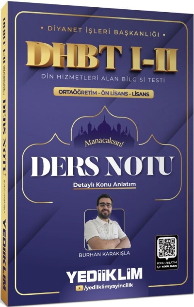 Diyanet İşleri Başkanlığı DHBT I-II Ortaöğretim Ön Lisans Lisans Ders Notu Yediiklim Yayınları YKS Fotokopi