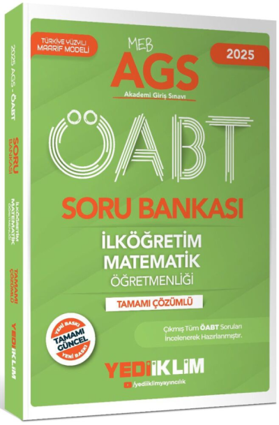 2025 MEB AGS ÖABT İlköğretim Matematik Öğretmenliği Tamamı Çözümlü Soru Bankası Yediiklim Yayınları YKS Fotokopi