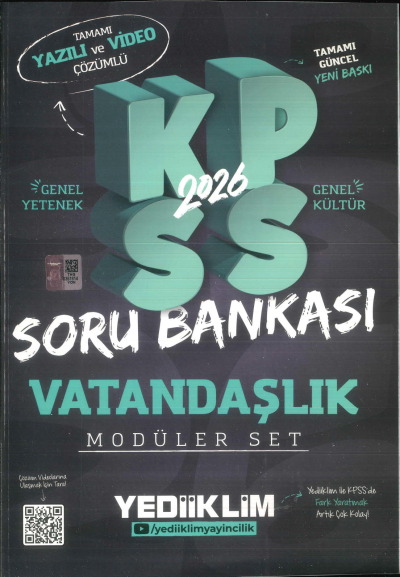 VATANDAŞLIK 2026 KPSS Genel Yetenek Genel Kültür Hem Yazılı Hem Video Çözümlü Soru Bankası Modüler Yediiklim Yayınları YKS Fotokopi