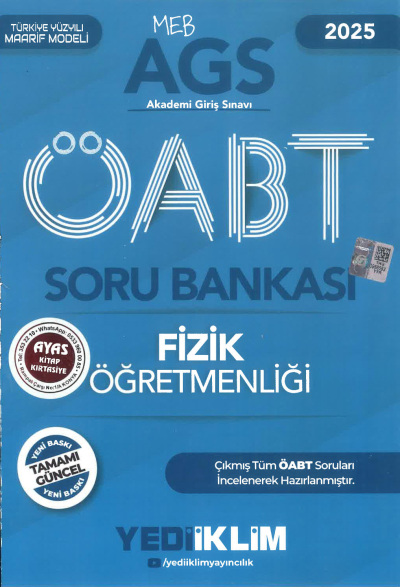 2025 MEB AGS ÖABT Fizik Öğretmenliği Soru Bankası Yediiklim Yayınları YKS Fotokopi