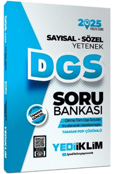 2025 DGS Prestij Serisi Sayısal-Sözel Yetenek Tamamı Çözümlü Soru Bankası Yediiklim Yayınları
