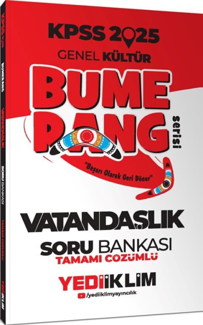 2025 KPSS Genel Kültür Bumerang Vatandaşlık Tamamı Çözümlü Soru Bankası Yediiklim Yayınları YKS Fotokopi