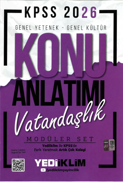 VATANDAŞLIK Yediiklim 2026 KPSS Genel Yetenek Genel Kültür Konu Anlatımı Modüler Yediiklim Yayınları YKS Fotokopi