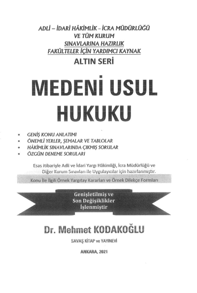 MEDENİ USUL HUKUKU ALTIN SERİ YKS Fotokopi