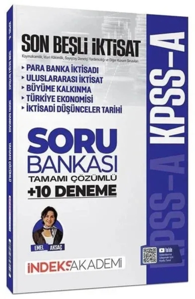 KPSS A Grubu İktisat Son Beşli Soru Bankası ve 10 Deneme Çözümlü Emel Aksaç İndeks Akademi Yayıncılık YKS Fotokopi
