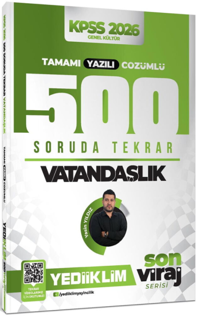 2026 KPSS Vatandaşlık Son Viraj Serisi Tamamı Yazılı Çözümlü 500 Soruda Genel Tekrar Kampı Yediiklim Yayınları YKS Fotokopi
