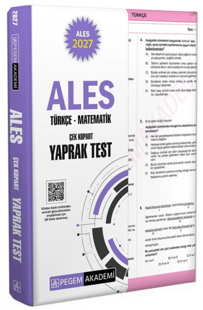 2027 ALES Türkçe Matematik Yaprak Test Pegem Akademi YKS Fotokopi