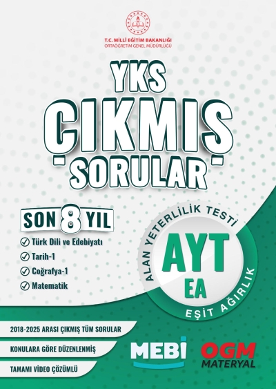 YKS Çıkmış Sorular AYT Eşit Ağırlık Son 8 Yıl (2018-205) MEB OGM YKS Fotokopi