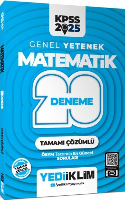 2025 KPSS Genel Yetenek Matematik Tamamı Çözümlü 20 Deneme Yediiklim Yayınları YKS Fotokopi