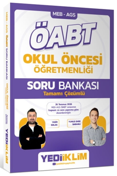 MEB AGS ÖABT Okul Öncesi Öğretmenliği Tamamı Çözümlü Soru Bankası Yediiklim Yayınları YKS Fotokopi