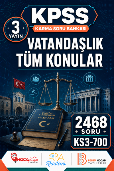 VATANDAŞLIK TÜM KONULAR 3 Yayın 2468 Soru (Benim Hocam - CBA - Hoca Kafası Yayınları) YKS Fotokopi