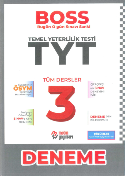 TYT Tüm Dersler BOSS 3 Deneme YKS Fotokopi