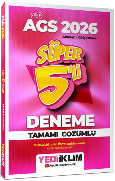 2026 MEB AGS Tamamı Çözümlü Süper 5 li Deneme Yediiklim Yayınları YKS Fotokopi