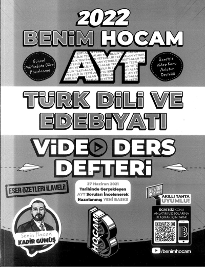 AYT TÜRK DİLİ VE EDEBİYATI VİDEO DERS DEFTERİ YKS Fotokopi