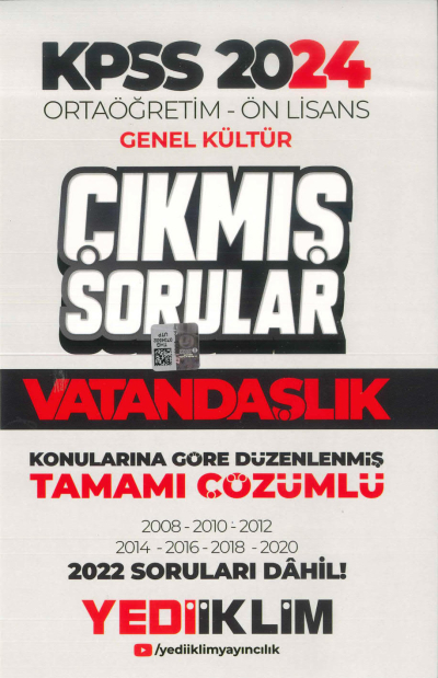 VATANDAŞLIK KONULARINA GÖRE DÜZENLENMİŞ ÇIKMIŞ SORULAR 2008-2022 TAMAMI ÇÖZÜMLÜ YKS Fotokopi