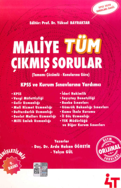 Maliye Tamamı Çözümlü Çıkmış Sorular 4T Yayınları (2024 KPSS Soruları Dahil) YKS Fotokopi