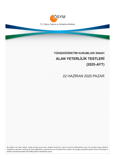 2025 AYT Çıkmış Sınav Soruları YKS Fotokopi