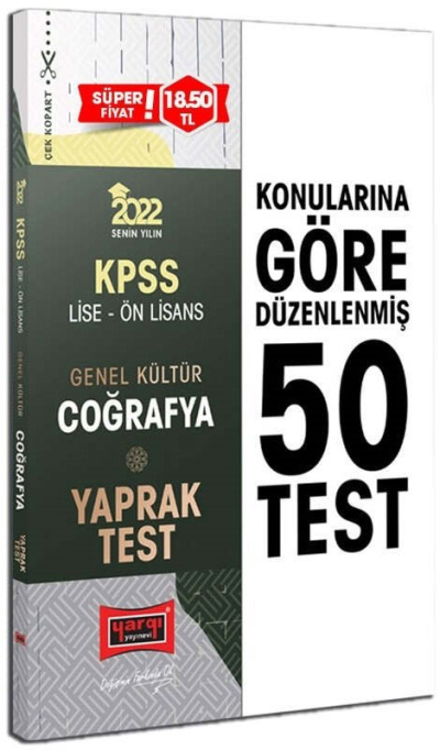 KPSS Lise Ön Lisans Genel Kültür Coğrafya Yaprak Test YKS Fotokopi