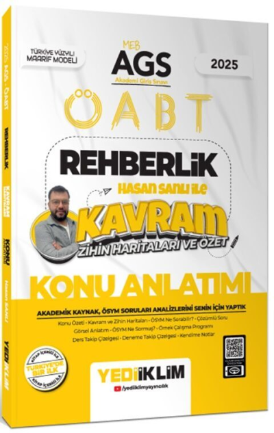 2025 MEB AGS ÖABT Rehberlik Hasan Sanlı ile Kavram Zihin Haritaları ve Özet Konu Anlatımı Yediiklim Yayınları YKS Fotokopi