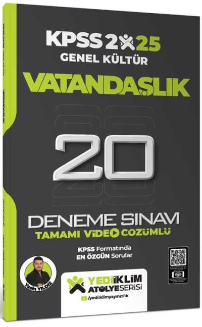 2025 KPSS Vatandaşlık Genel Kültür Atölye Serisi Tamamı Video Çözümlü 20 Deneme Sınavı Yediiklim Yayınları YKS Fotokopi