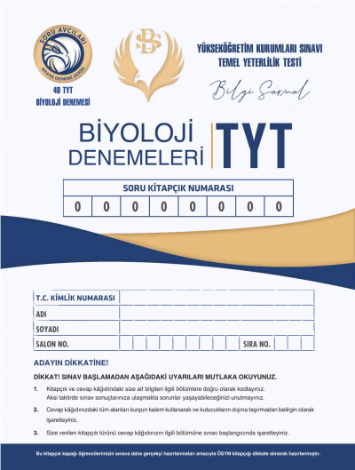 TYT BİYOLOJİ DENEMELERİ 40*6 YKS Fotokopi