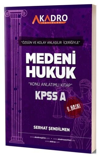 A Kadro Yayınları KPSS A Grubu Medeni Hukuk Konu Anlatımlı YKS Fotokopi