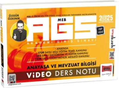2025 MEB-AGS Anayasa ve Mevzuat Bilgisi Video Ders Notu Yargı Yayınları YKS Fotokopi